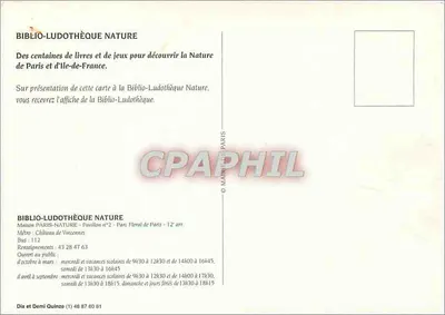 Biblioteca ludothèque Nature — Parc Floral de Paris — Mairie de Paris — Verso