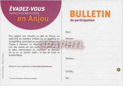 Anjou — Fuja para Anjou — Comité Departamental do Turismo de Anjou — Verso
