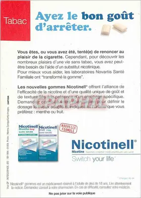 Publicidade para Nicotinell — Tabaco — editor Novartis Saúde Familiar — Verso
