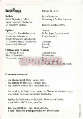 Série Russa — Teatro Musical de Paris — Prefeitura de Paris — Verso