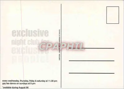 Palace Night Club - Paris — promoção 'Two for the Price of One' — Carticom, Design Béduin Manteau — Verso