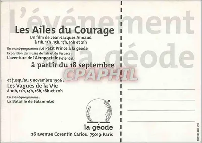 As Asas do Coragem — Um filme de Jean-Jacques Annaud — a géode — Verso