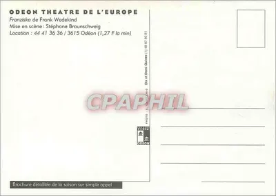 Franziska — peça de Frank Wedekind — Teatro da Europa, Odeon — Verso