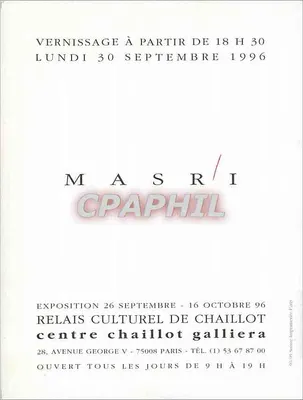 Vernissage da exposição Masri — Relais Culturel de Chaillot, Paris — Verso