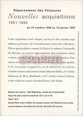 Nouvelles acquisitions 1991-1995 — Département des Peintures — Musée du Louvre — Verso