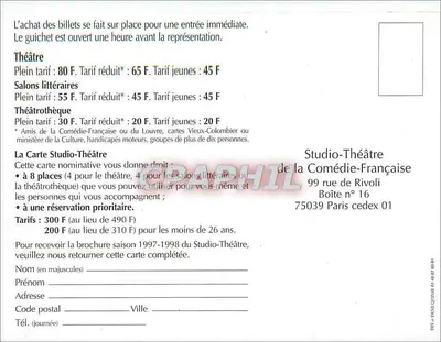 Studio-Théâtre de la Comédie-Française — Saison 1997-1998 — Verso