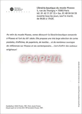 Librairie-boutique du musée Picasso — Pablo Picasso — Réunion des Musées Nationaux — Verso