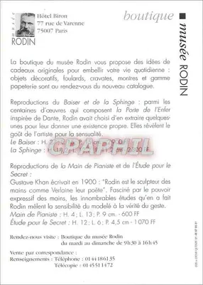 Loja de presentes do Museu Rodin — reproduções de obras — editor Museu Rodin — Verso