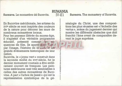Klasztor w Sucevita — Suceava — Wydawca: Graphphil, nr IV-E1 — Rewers