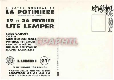 O Musichall do Lundi — espetáculo no Teatro Musical de La Potinière — edição Télérama — Verso