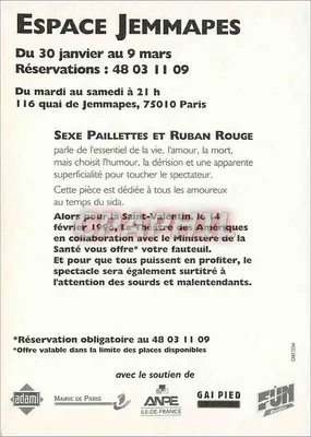 Espectáculo Sexo, Paillettes e Ruban Rouge — Teatro das Américas — Gai Pied — Verso