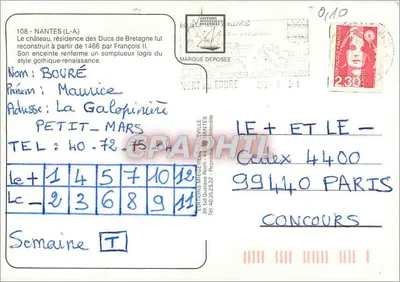 NANTES — Zamek — Wydawnictwo Médiévile — Rewers