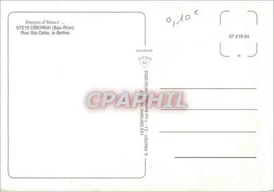 Obernai — igreja e casas com colmios — Imagens da Alsácia — Verso