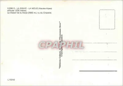 La Grave — La Meije (Alpy Wysokie) — widok z Chazelet — Wydawnictwo Cellard — Rewers