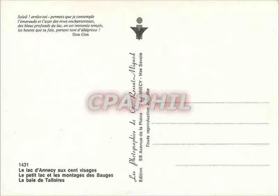 Jezioro Annecy — Montaż Bauges — Fotografie z Płaskowyżu, Annecy — Rewers