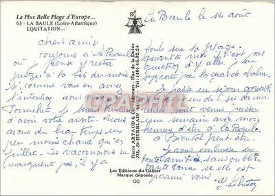 La Baule — Jazda konno — Les Éditions du Gabier, n°63 — Rewers