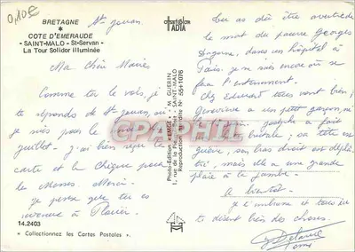 Saint-Servan — La Tour Solidor illuminata — Photo-Édition Emge — Verso