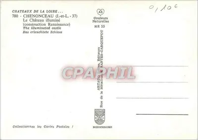 Zamek Chenonceau — oświetlenie nocne — Artaud & Cie, Nantes, seria HR 55 — Rewers