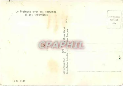 Bretonas diante de uma chalé — Edições d'Art Martel, n° 6145 — Verso