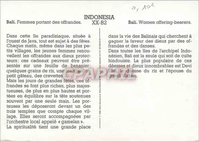 Bali. Mulheres carregando oferendas — Indonesia XX-B2 — Édition Service S.A. — Verso