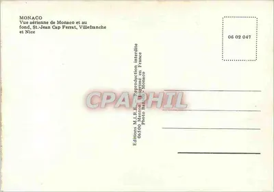 Widok z lotu nad Monako — Cap Ferrat i Villefranche w tle — Wydawnictwo M.I.R.E. Menton — Rewers