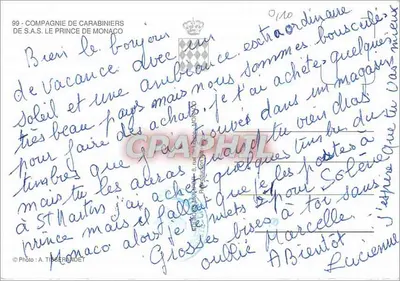 Principado de Mônaco — Parada da Companhia dos Carabiniers — Foto A. Tisserandet — Verso