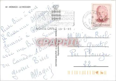 Monako - Monte-Carlo — widok panoramiczny — Éditions Moulor — Rewers