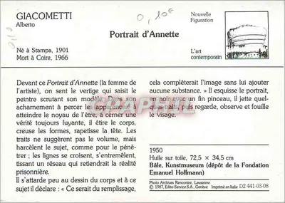 Retrato de Annette — Alberto Giacometti — Edición Editio-Service S.A., Ginebra — Reverso