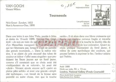 Tournesols — peinture de Vincent van Gogh — Édito-Service S.A., Genève — Verso