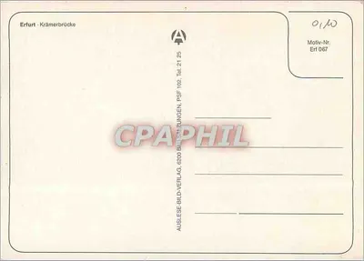 Erfurt - Krämerbrücke — widok na rzekę — wydawca AUSLESE-BILD-VERLAG, nr seryjny Erf 067 — Rewers