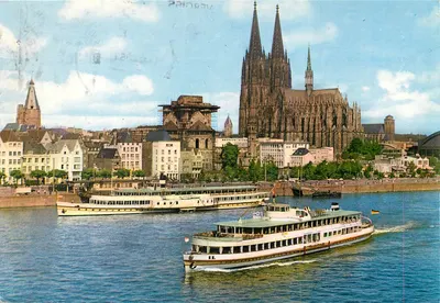 Cologne — Catedral e rio Reno — editor não identificado