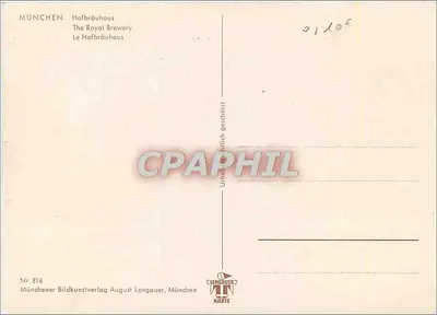 Munique — O Hofbräuhaus — Münchener Bildkunstverlag August Lengauer — Verso