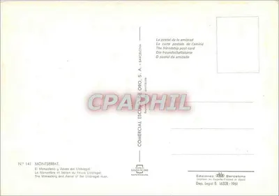 Montserrat — Monasterio y Aereon del Llobregat — Editor Comercial Escudo de Oro, n° 141 — Reverso