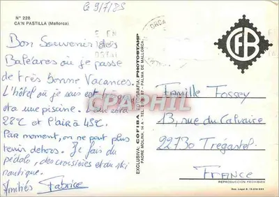 Ca'n Pastilla — Porto e praia — Cofiba, n° 228 — Verso