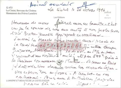 La Ciotat — Pomnik Braci Lumière — Wydawnictwo — Rewers