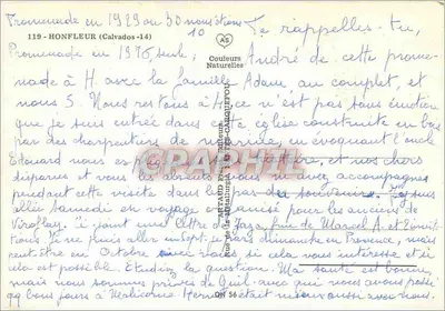Honfleur — vista panorâmica com campanário, calçada, porto e igreja — editor Art de la Métallurgie, n°119 — Verso