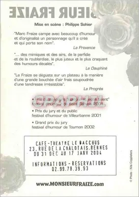 Sr. Fraize — espetáculo de humor — Kris Coppeters — Verso