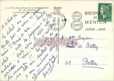 Vista de Menton — A Fronteira Franco-Italiana — editor C. GOR — Verso