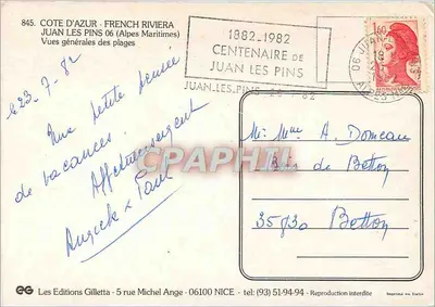 Juan les Pins — vista generale delle spiagge — Le Edizioni Gilletta — Verso