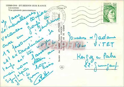 St Sernin Sur Rance — Algemene panoramische uitzicht — Société Des Cartes Postales APA DE CŒUR, n° 12380-104 — Achterkant