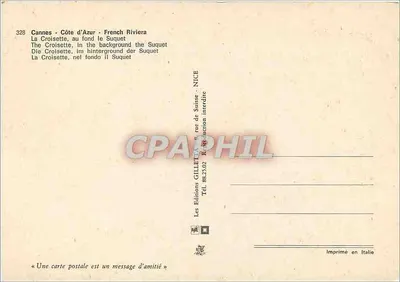 Cannes - Côte d'Azur - Riviera Francuska — La Croisette, w tle Suquet — Les Éditions GILLET, NICE — Rewers