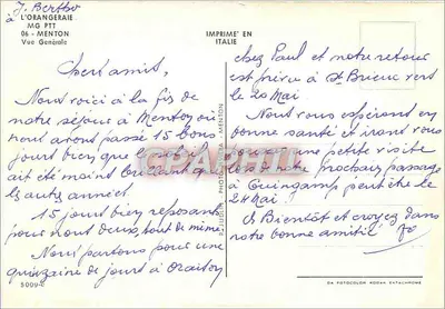 Ogólny widok — Menton — Wydane w Włoszech — Rewers