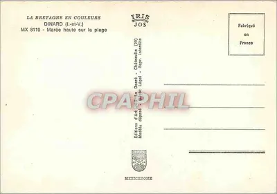 Dinard (Ille-et-Vilaine) — Maré alta na praia — Edições d'Art Jos - Châteaulin (29) — Verso