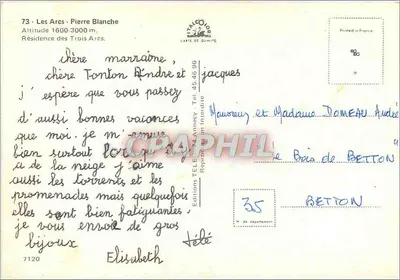 Les Arcs - Pierre Blanche — Rezydencja Trzech Arców — Wydawnictwo TÉLÉ 74 Annecy — Rewers
