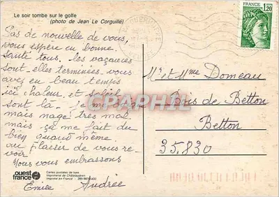 Vue do golfo de Le Corguillé — Imprimerie de Châteaudren — Verso