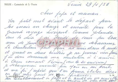 Catedral de S. Giusto — Trieste — Editor Milan — Verso