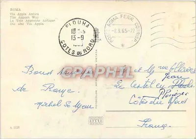Rzym — Via Appia Antica — wydawca Fotocolor, n° A 1126 — Rewers