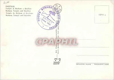 Paestum — Templos de Netuno e Basílica — Ed. Vincenzo Garcevalle, n° 13711-c — Verso
