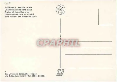 Pozzuoli — Solfatara — widok z aktywnego obszaru — Wyd. Vincenzo Carcavallo, n°7 — Rewers