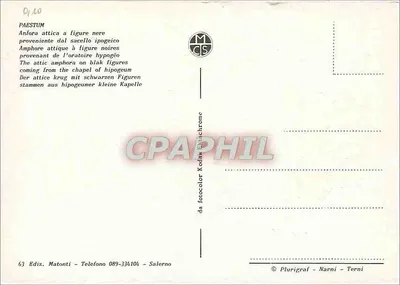 Attyka amfora z czarnymi figurami pochodząca z podziemnego świątyni — Wydawnictwo Matonti, n° 63 — Rewers